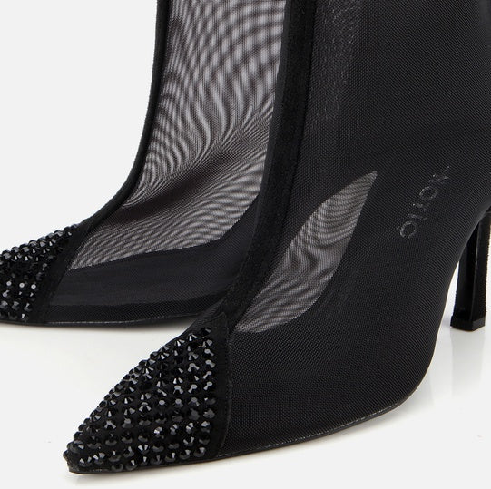 Gjysëm çizme lëkurë origjinale ngjyrë e zezë