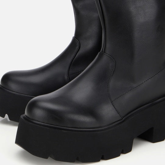 Gjysëm çizme lëkurë origjinale ngjyrë e zezë