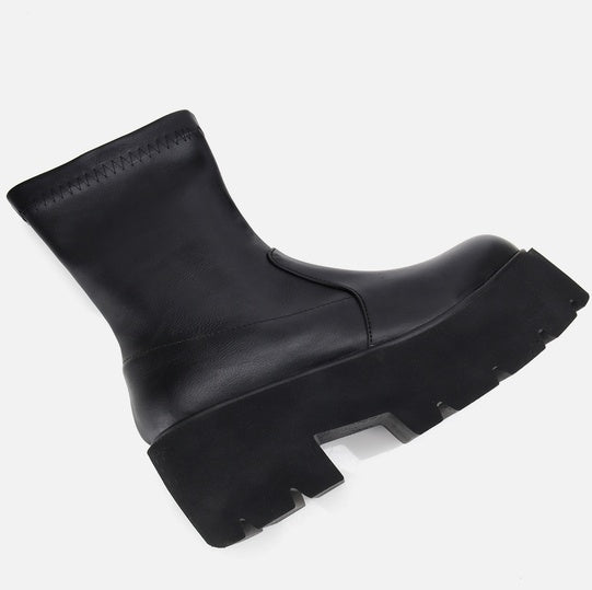 Gjysëm çizme lëkurë origjinale ngjyrë e zezë