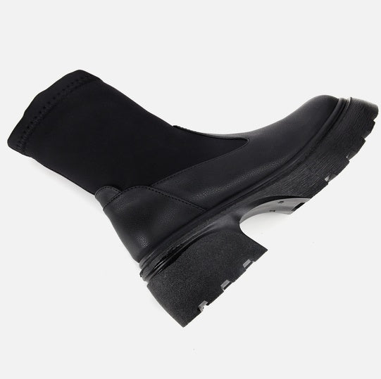 Gjysëm çizme lëkurë origjinale ngjyrë e zezë