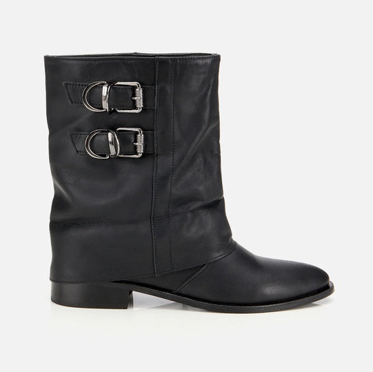 Gjysëm çizme lëkurë origjinale ngjyrë e zezë