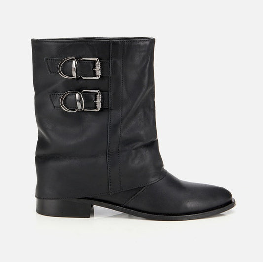 Gjysëm çizme lëkurë origjinale ngjyrë e zezë