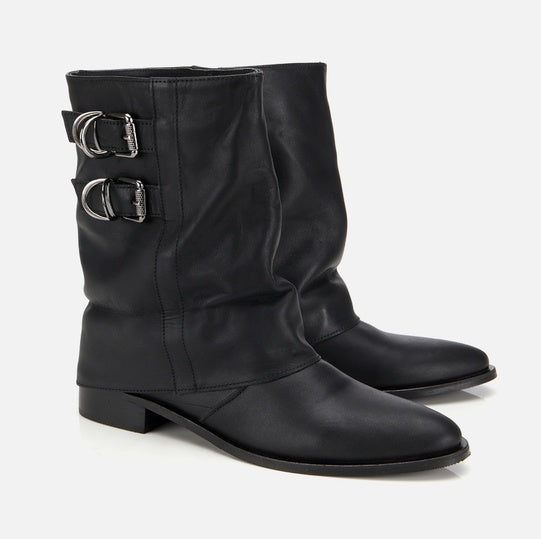 Gjysëm çizme lëkurë origjinale ngjyrë e zezë