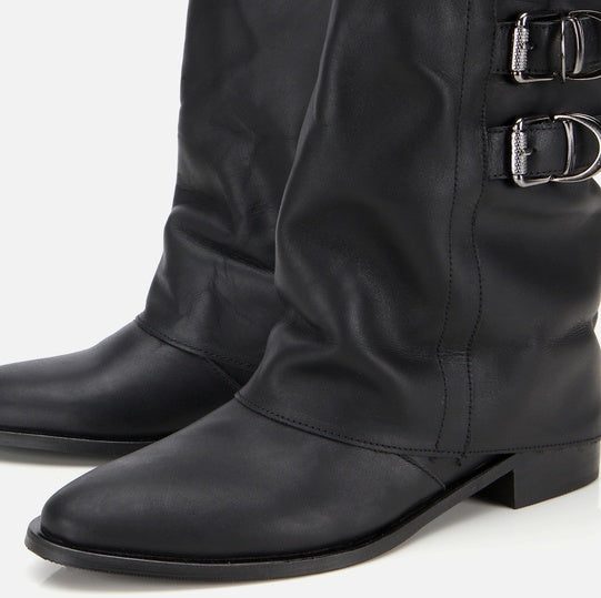 Gjysëm çizme lëkurë origjinale ngjyrë e zezë