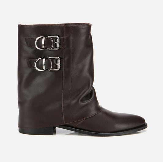 Gjysëm çizme lëkurë origjinale ngjyrë kafe