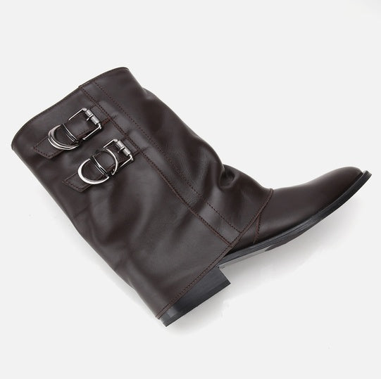 Gjysëm çizme lëkurë origjinale ngjyrë kafe