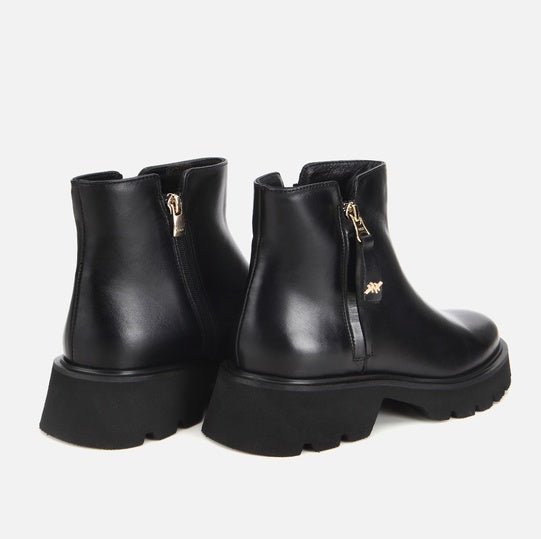 Gjysëm çizme lëkurë origjinale ngjyrë e zezë