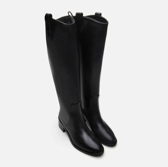 Çizme e gjatë lëkurë origjinale ngjyrë e zezë