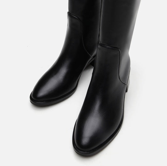 Çizme e gjatë lëkurë origjinale ngjyrë e zezë