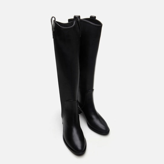 Çizme e gjatë lëkurë origjinale ngjyrë e zezë