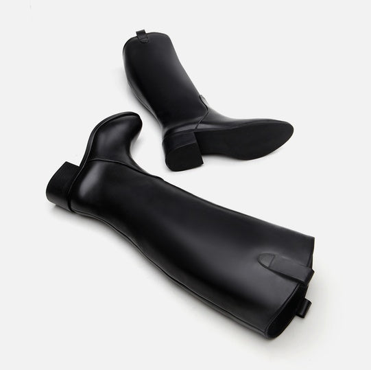 Çizme e gjatë lëkurë origjinale ngjyrë e zezë