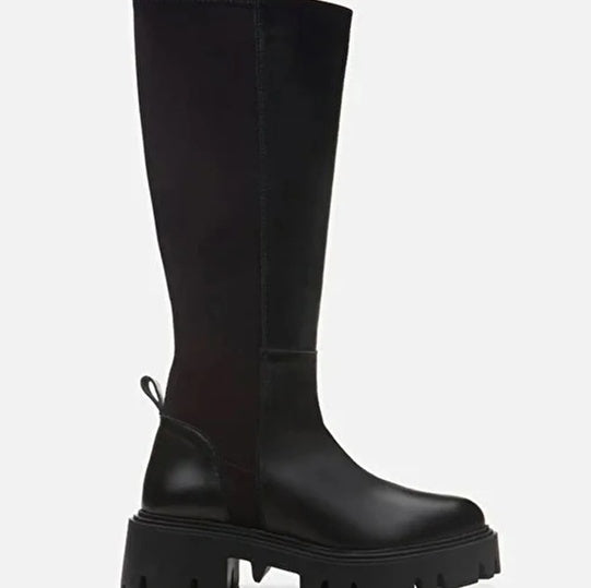 Çizme e gjatë lëkurë origjinale ngjyrë e zezë