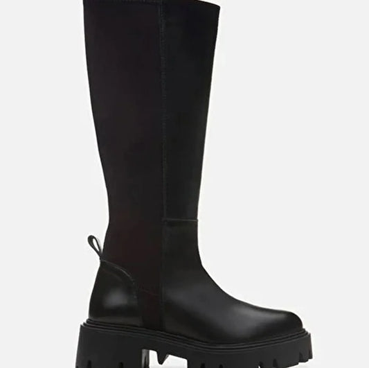 Çizme e gjatë lëkurë origjinale ngjyrë e zezë