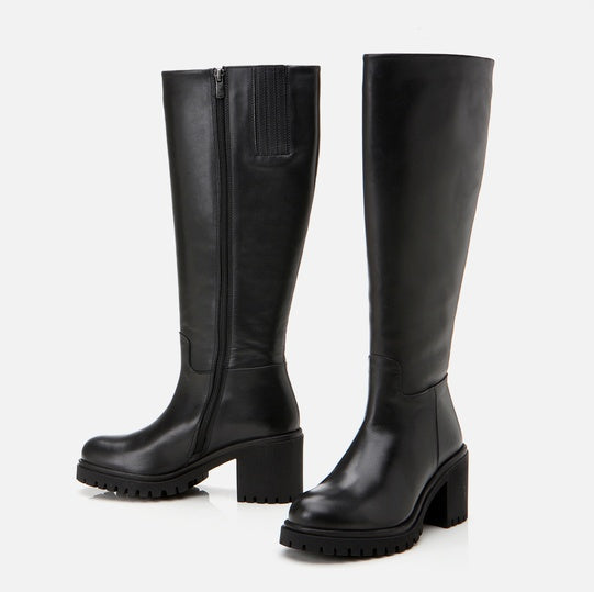 Çizme e gjatë lëkurë origjinale ngjyrë e zezë