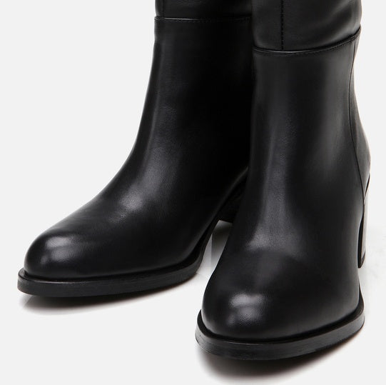 Çizme e gjatë lëkurë origjinale ngjyrë e zezë