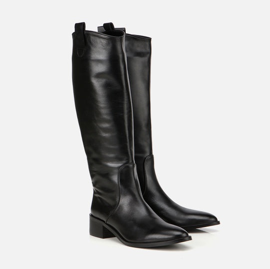 Çizme e gjatë lëkurë origjinale ngjyrë e zezë