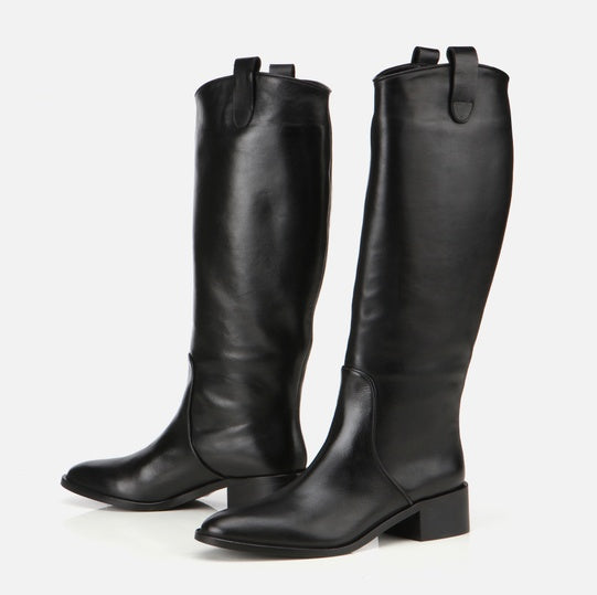 Çizme e gjatë lëkurë origjinale ngjyrë e zezë