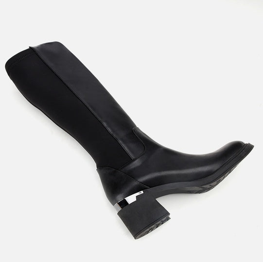 Çizme e gjatë lëkurë origjinale ngjyrë e zezë