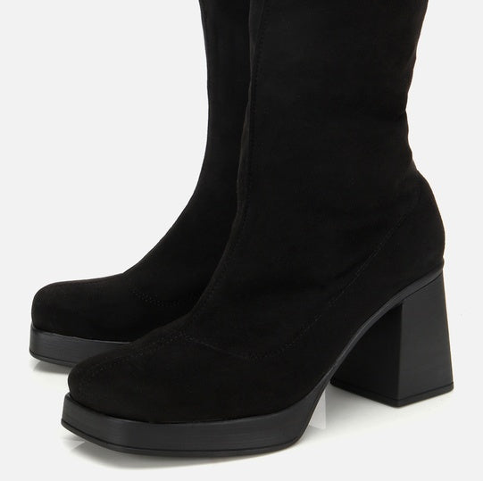 Çizme e gjatë lëkurë origjinale ngjyrë e zezë