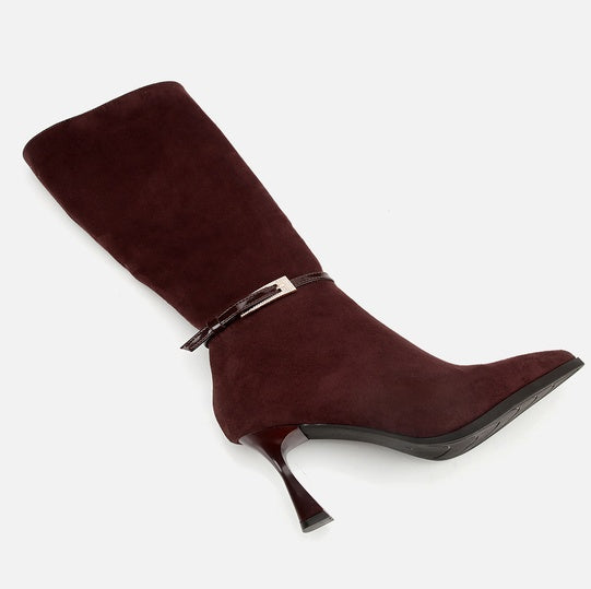 Çizme e gjatë lëkurë origjinale ngjyrë kafe