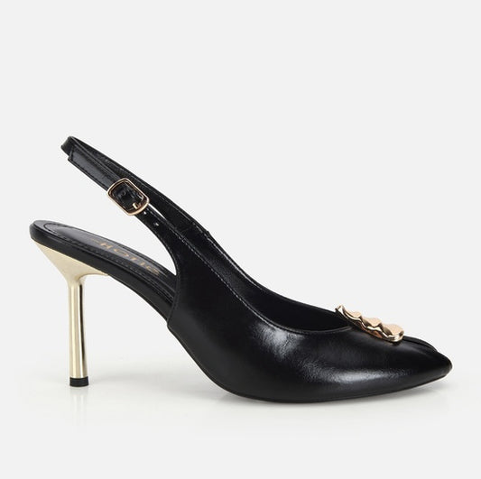 Stileto lëkurë origjinale ngjyrë e zezë