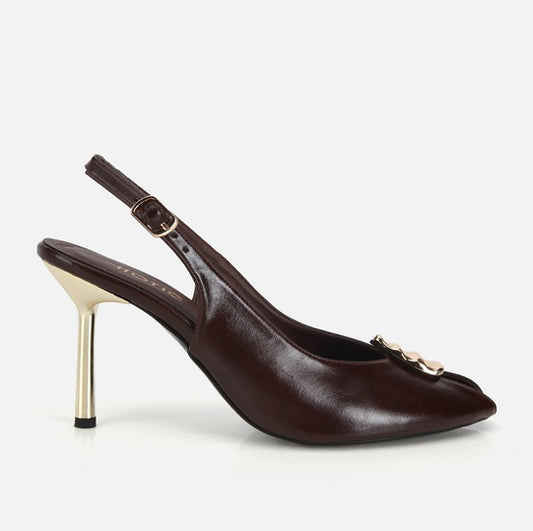 Stileto lëkurë origjinale ngjyrë kafe