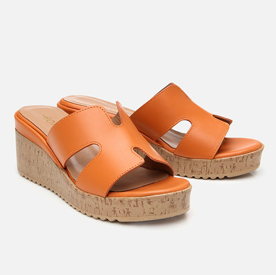 Papuqe lëkurë origjinale ngjyrë portokall