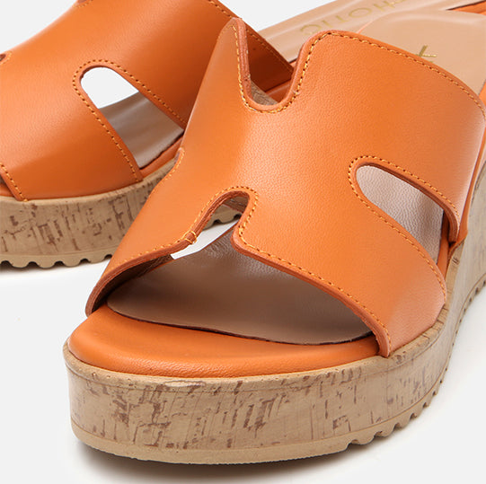 Papuqe lëkurë origjinale ngjyrë portokall