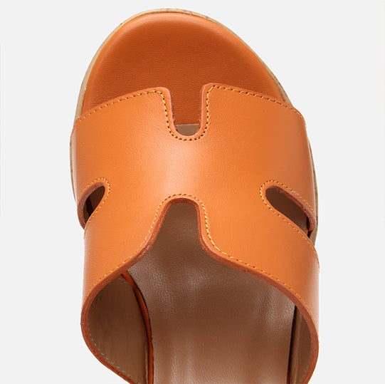 Papuqe lëkurë origjinale ngjyrë portokall