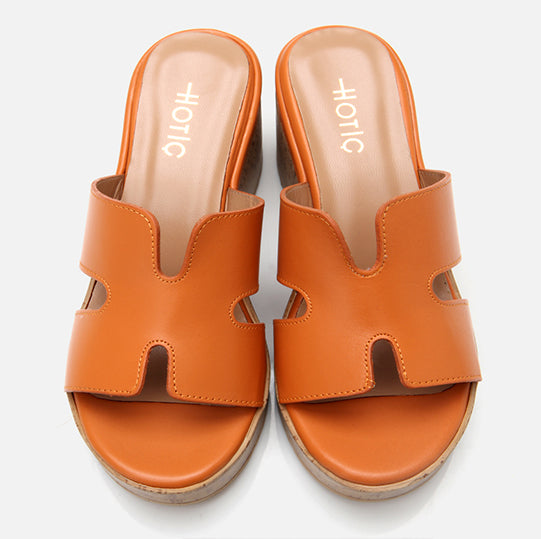 Papuqe lëkurë origjinale ngjyrë portokall