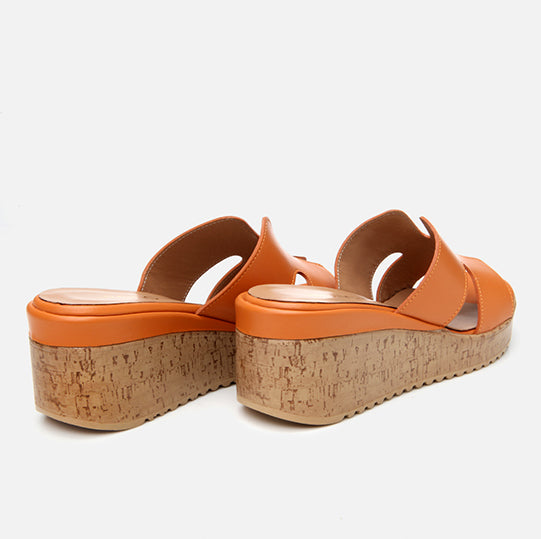 Papuqe lëkurë origjinale ngjyrë portokall