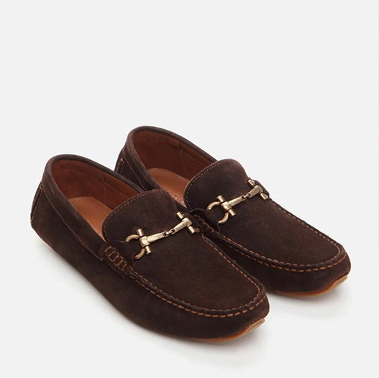 Genuine Leather Monk Strap Flats – Brown