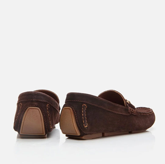 Genuine Leather Monk Strap Flats – Brown