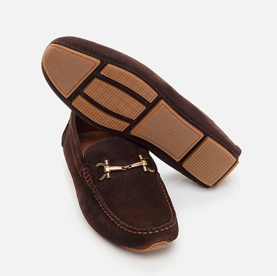 Genuine Leather Monk Strap Flats – Brown