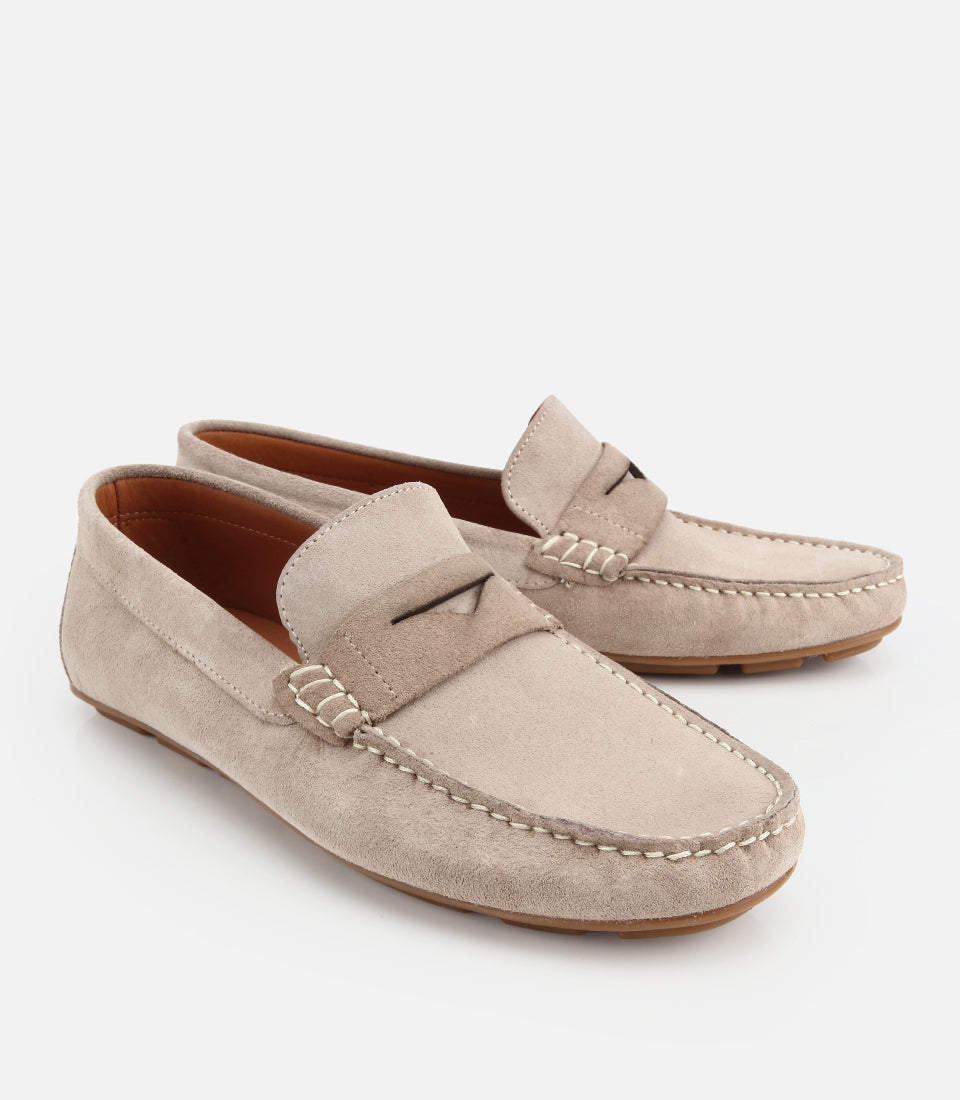 Erkek Süet Deri Bej Comfort Günlük Loafer - side