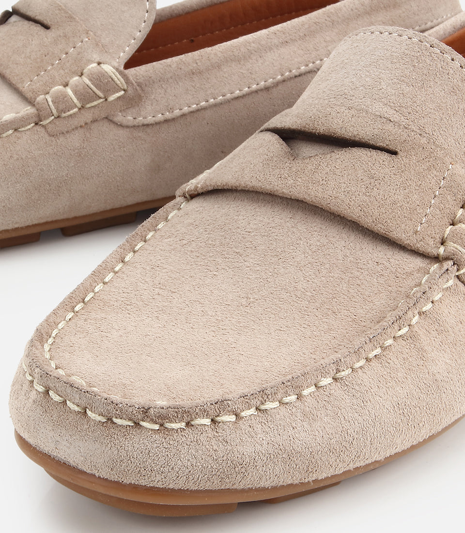 Erkek Süet Deri Bej Comfort Günlük Loafer - top
