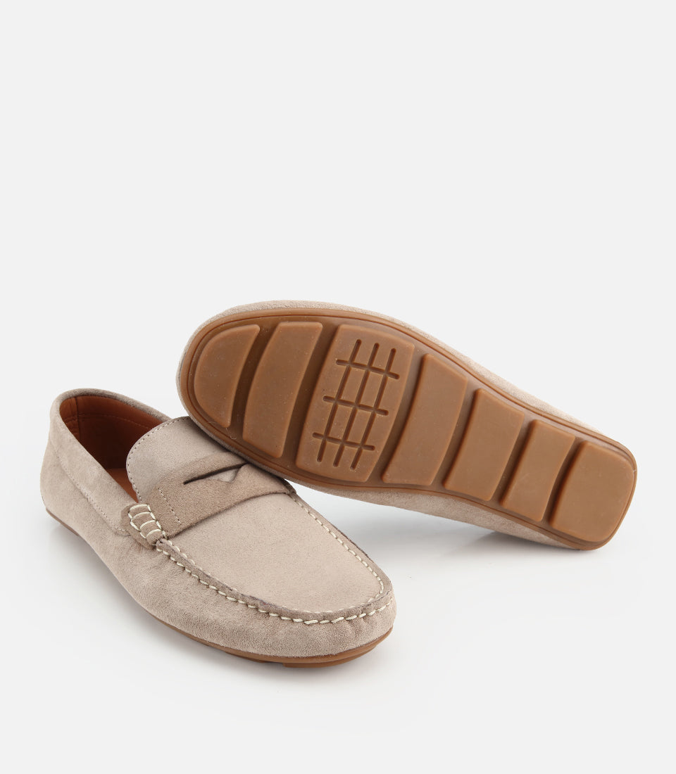 Erkek Süet Deri Bej Comfort Günlük Loafer - sole