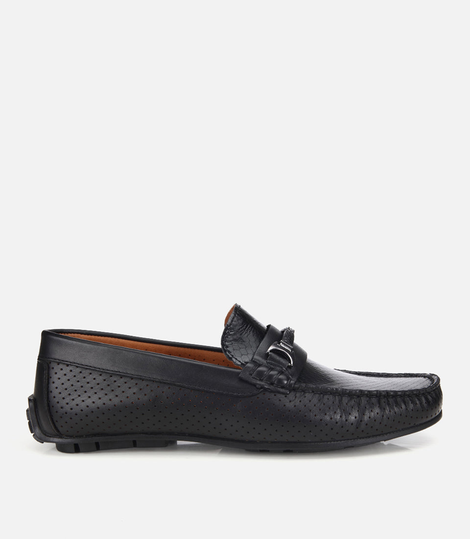 Erkek Deri Siyah Tokalı Günlük Loafer - front