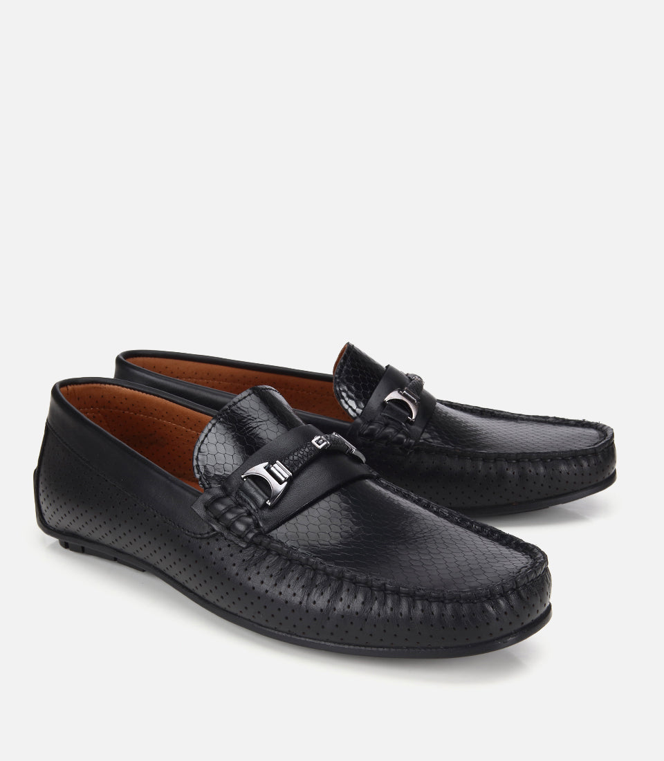 Erkek Deri Siyah Tokalı Günlük Loafer - side