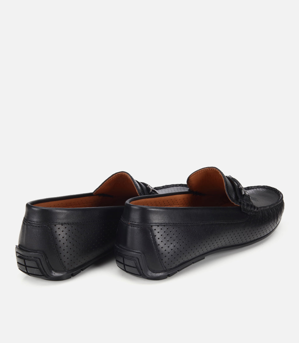 Erkek Deri Siyah Tokalı Günlük Loafer - back