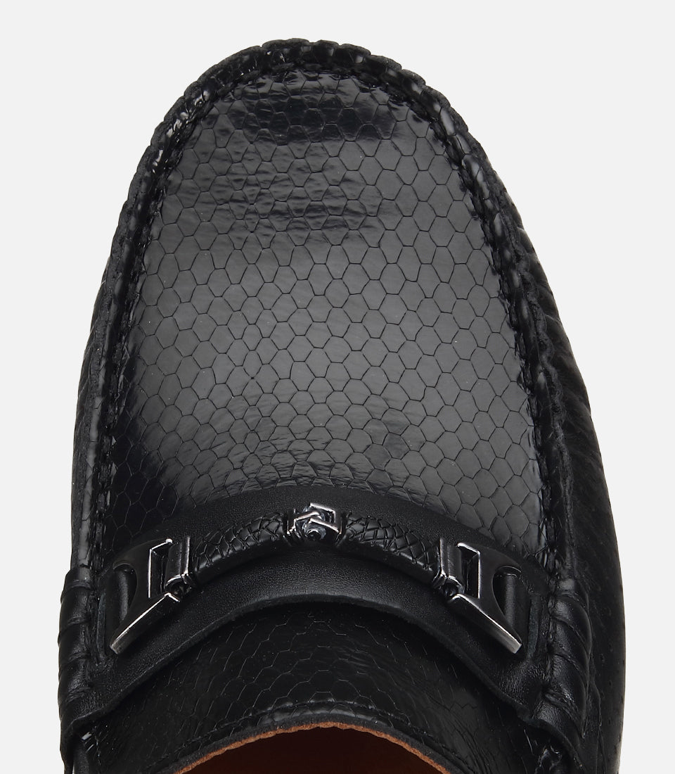 Erkek Deri Siyah Tokalı Günlük Loafer - detail