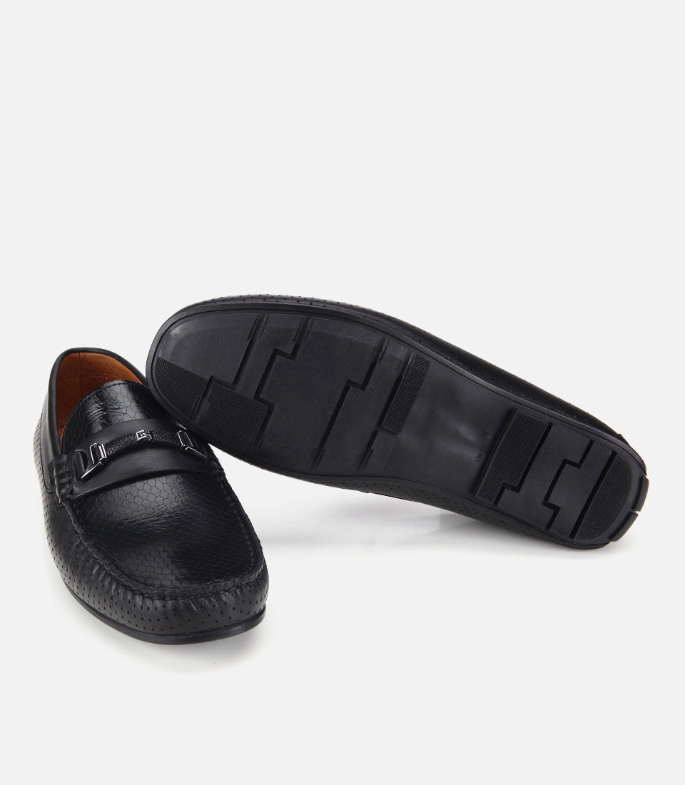 Erkek Deri Siyah Tokalı Günlük Loafer - sole