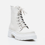 Load image into Gallery viewer, Gjysëm çizme lëkurë artificiale ngjyrë e bardhë
